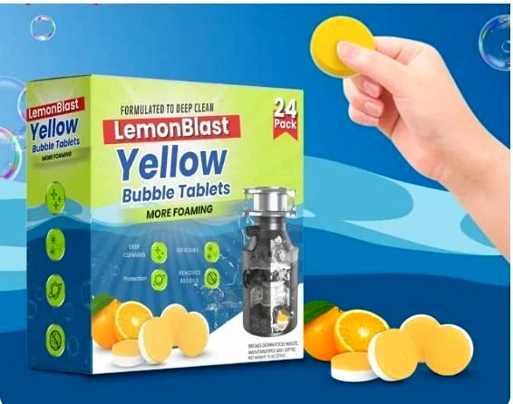LemonBlast Yellow Bubble Tablets – Odor Eliminator + Blockage Remover (BUY 1 GET 1 FREE)