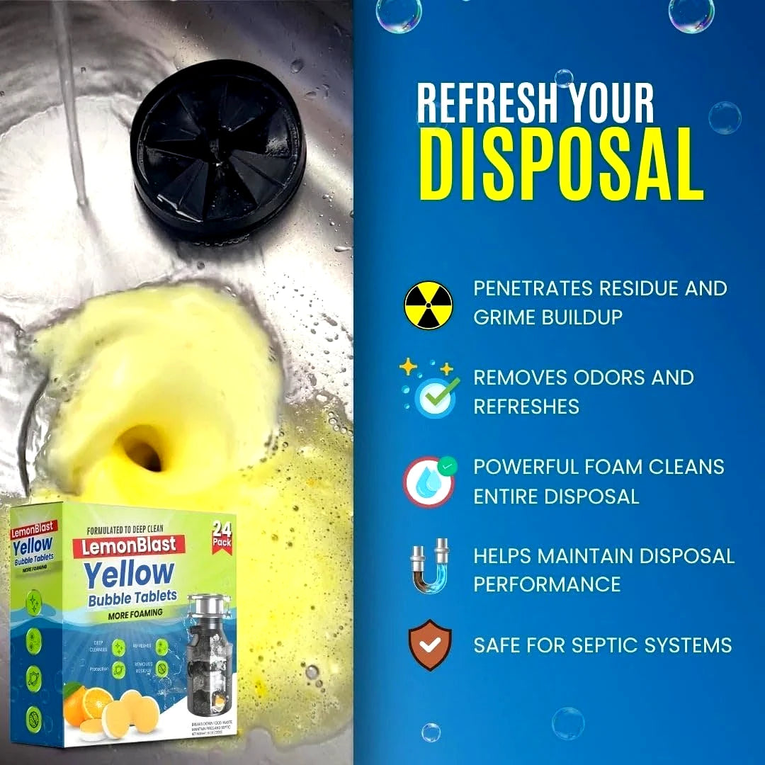 LemonBlast Yellow Bubble Tablets – Odor Eliminator + Blockage Remover (BUY 1 GET 1 FREE)